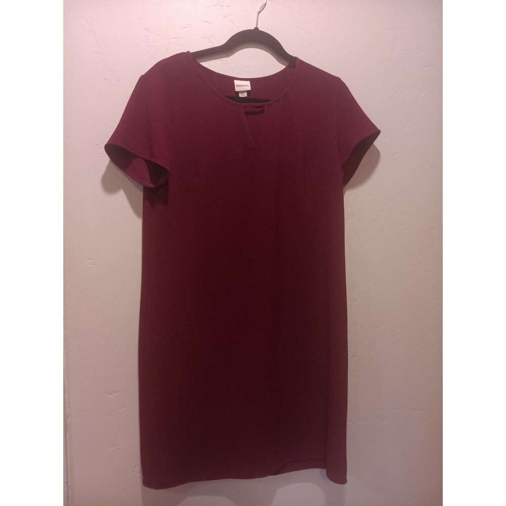 Merona Maroon Keyhole Shortsleeve Shift Dress Sz M Career‎ Minimalist Career